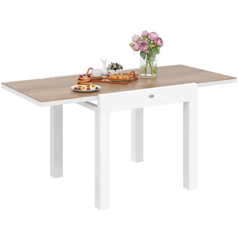 Outsunny Masă de Grădină Extensibilă din Aluminiu cu Blat din PSPC, 80/160x80x75 cm, Alb Comandă acum