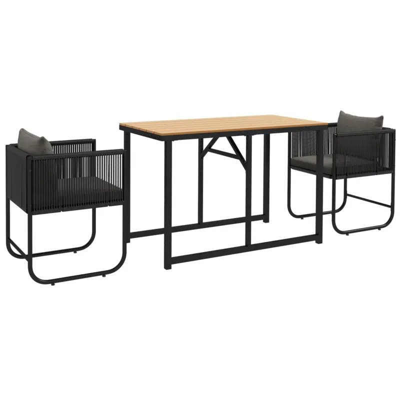 Outsunny Set de dining din 3 piese din ratan pentru terasa, Masa Comandă acum