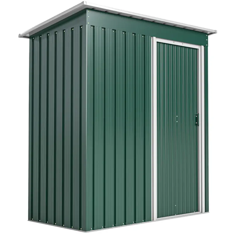 Livrare rapidă Outsunny Magazie pentru Scule cu Acoperiș Înclinat și Ușă Glisantă, din Oțel Zincat, 163x89x182 cm, Verde