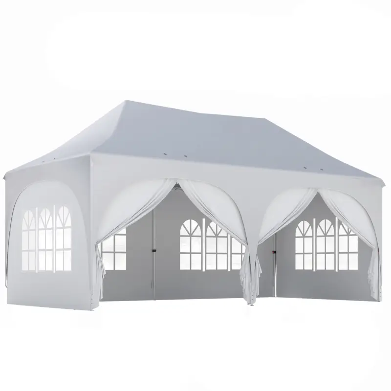 Cumpără acum Outsunny Pavilion de Grădină Pliabil 3x6 m cu Pereți Detașabili și Geantă de Transport, Alb