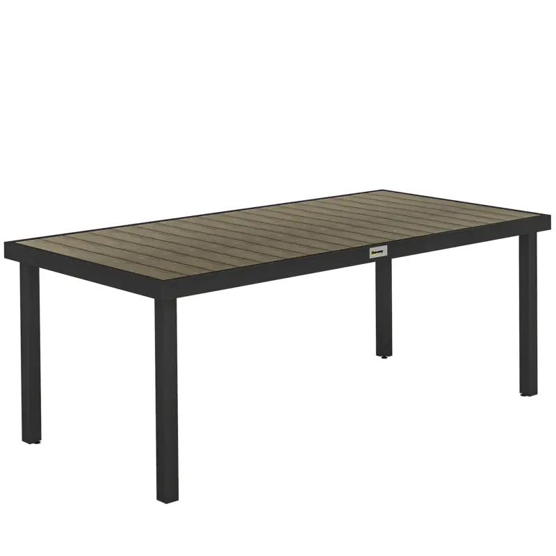 Livrare gratuită Outsunny Masă de prânz pentru grădină, pentru 8 persoane, din aluminiu și plastic, lemn închis la culoare și negru