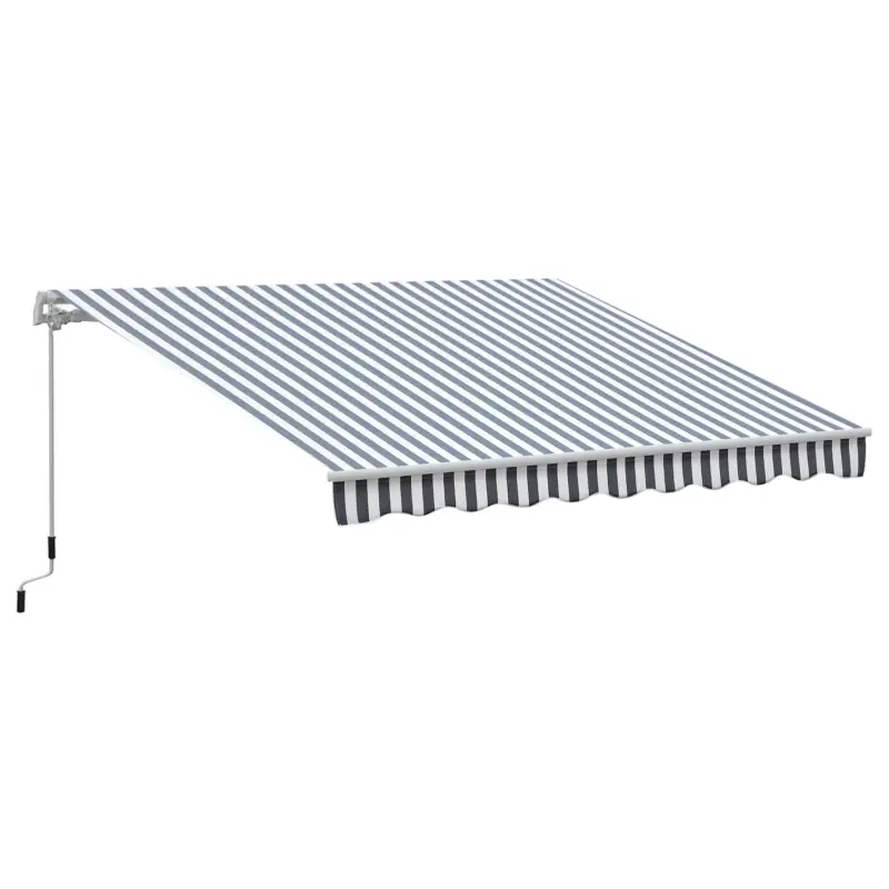 Ofertă de sezon Outsunny Parasol cu Brațe Articulate Protecție Solară Manivelă Balcon Aluminiu Gri Alb 2,95 x 2,45 m