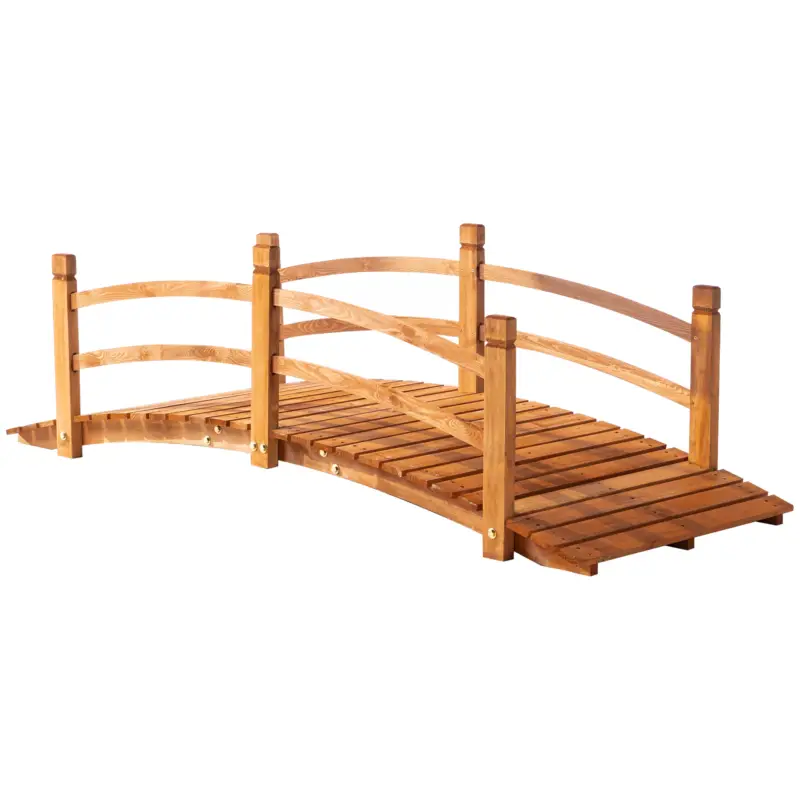 Outsunny Pod de Grădină din Lemn Decor pentru Grădină dim. 185L x 72l x 58H cm cu Balustradă, Lemn de Brad, Portocaliu Reducere specială
