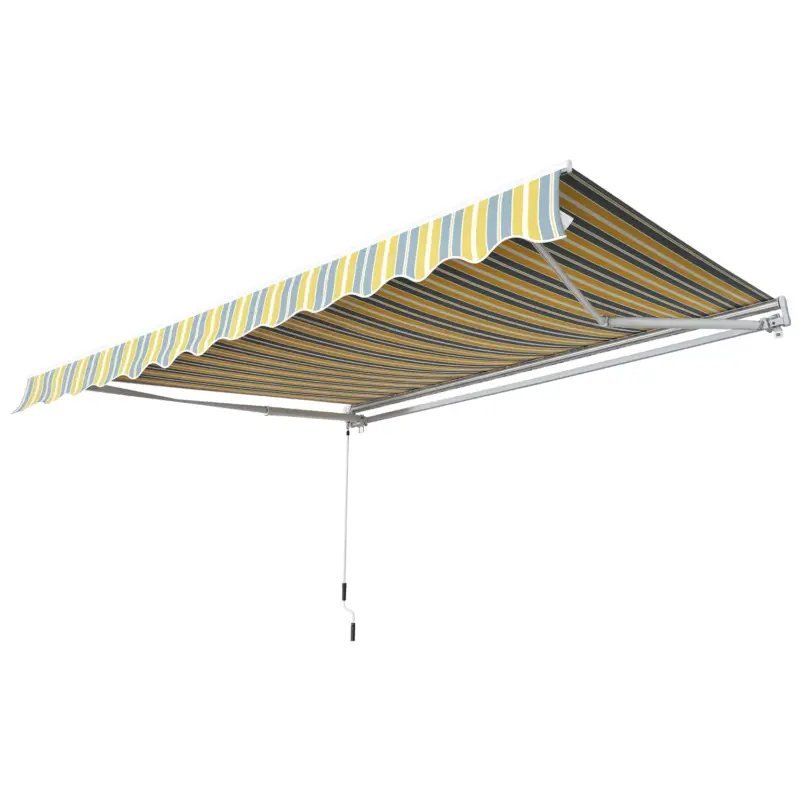 Outsunny Parasolar Copertină cu Brațe Articulate Protecție Solară Manivelă Balcon Aluminiu Galben Gri 2,95 x 2,45 m Comandă acum