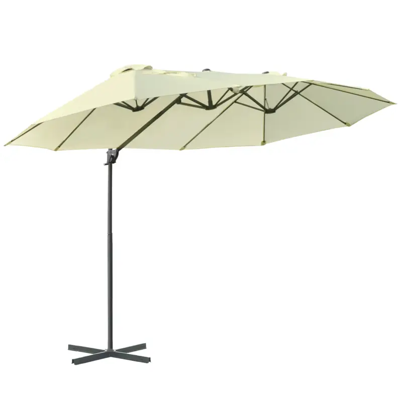 Preferatul clienților Outsunny Umbrela dubla din poliester Anti-UV impermeabil bej 440x270x250cm