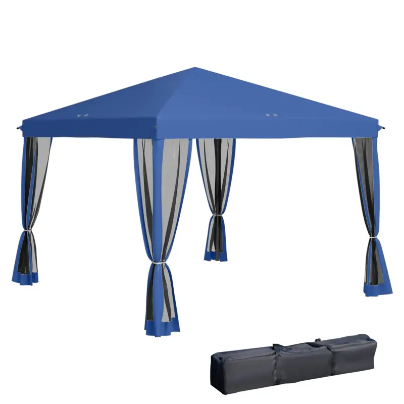 Cumpără acum Outsunny Tonelă pop-up Barnum Pliant Style Colonial 3 x 3 m 4 plase de țânțari + Geantă de Transport albastru