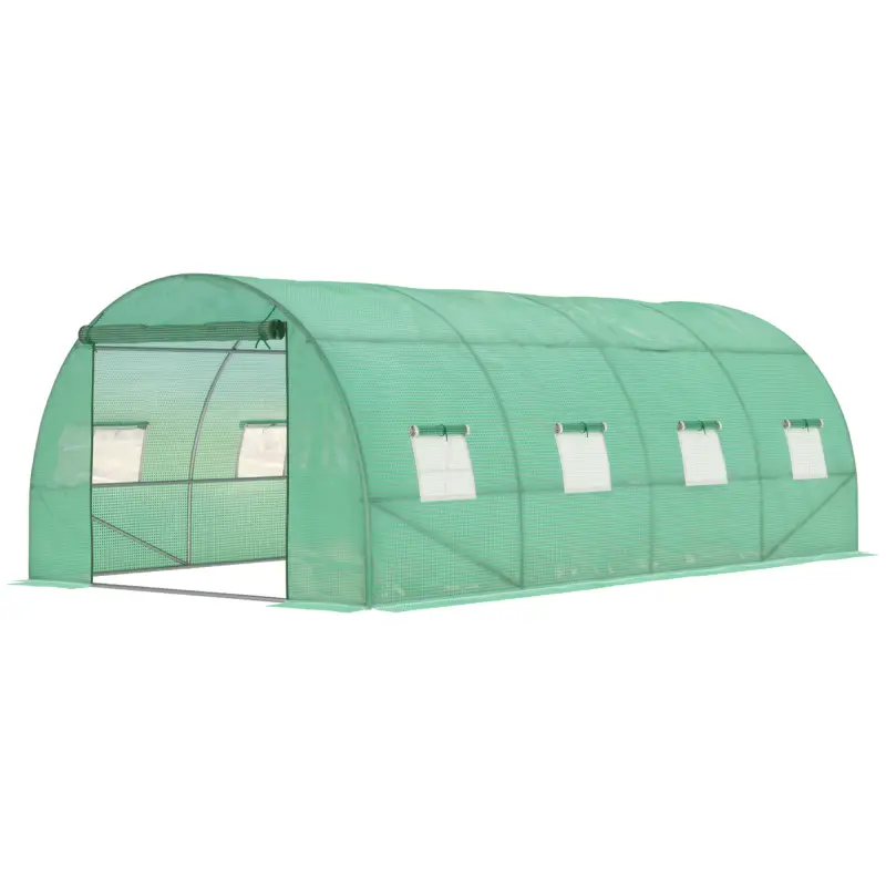 Outsunny Seră cu folie, seră walk-in, tunel din folie, seră, plastic, oțel, verde Cumpărături sigure