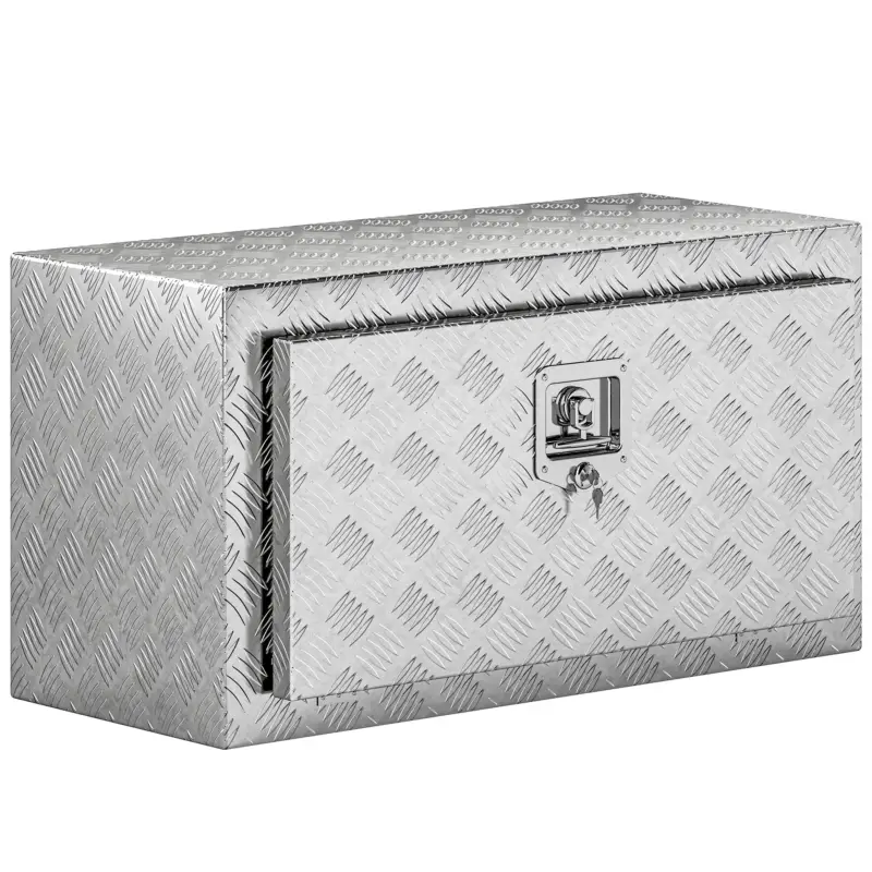 HOMCOM Cutie de scule de 96L din aluminiu cu încuietoare, 2 chei și mâner lateral, 76.2x35.5x40.6 cm, argintiu Retur ușor