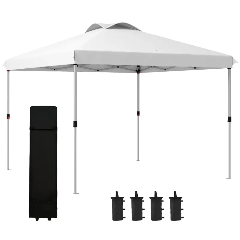 Nu rata Outsunny Tonelă / pavilion de grădină pop-up pliabil 3 x 3 m cu sac de transport pe roți, înălțimi reglabile