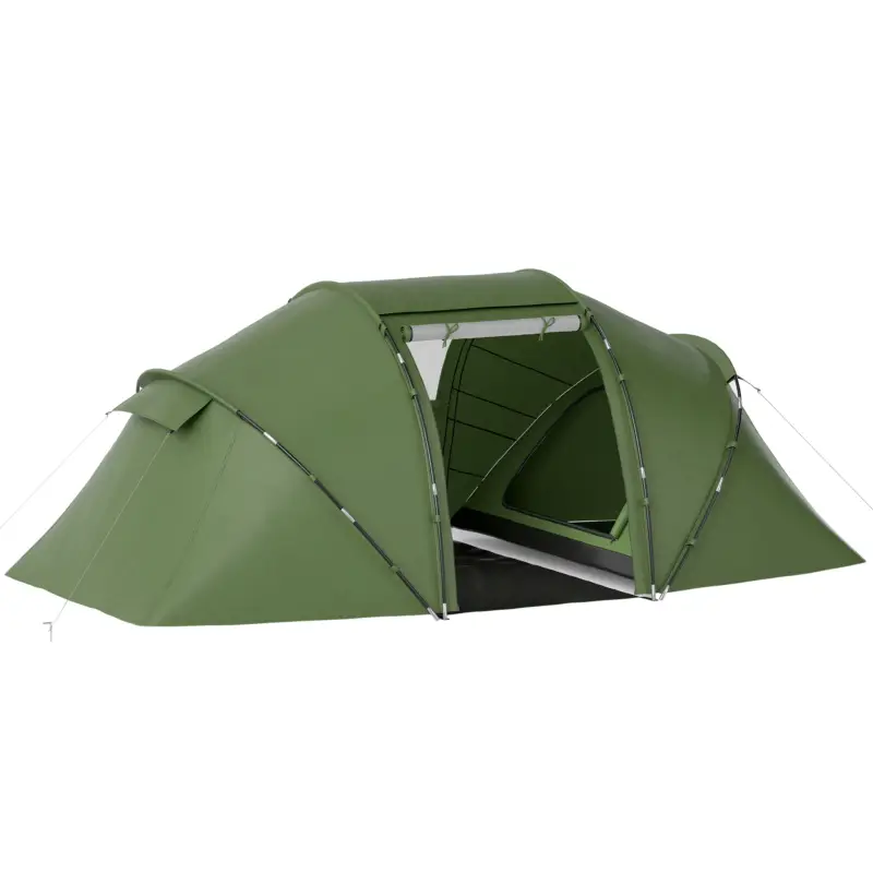 Outsunny Cortă Familiară pentru 4-6 Persoane cu 2 Camere și Geantă de Transport 430x240x170 cm Verde Livrare expres
