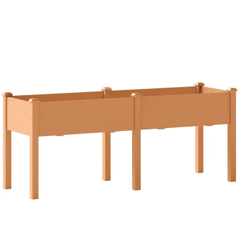 Outsunny Pat de grădină urban ridicat din lemn 184x59x76,5 cm cu 6 orificii de drenaj pentru cultivare plante flori Maro Reducere