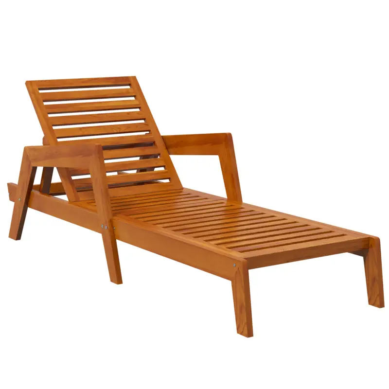 Mai ieftin Outsunny Șezlong pentru grădină din lemn, lemn masiv, 66 cm x 190 cm x 73,5 cm, Portocaliu