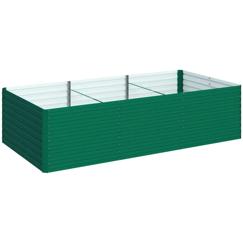 Outsunny Jardinieră ridicată galvanizată dreptunghiulară pentru exterior - fund deschis - 240 x 120 x 60cm, verde Cumpărături sigure