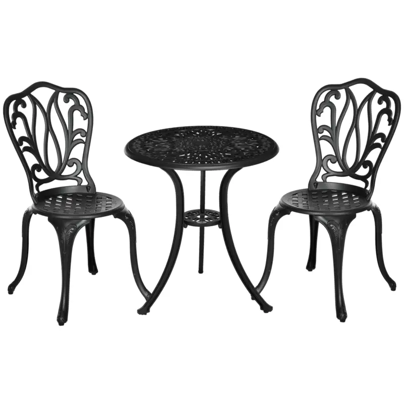 Outsunny, Set Bistrou, Pentru Exterior, Aluminiu, 60 x 60 x 66 cm, Negru Nu rata