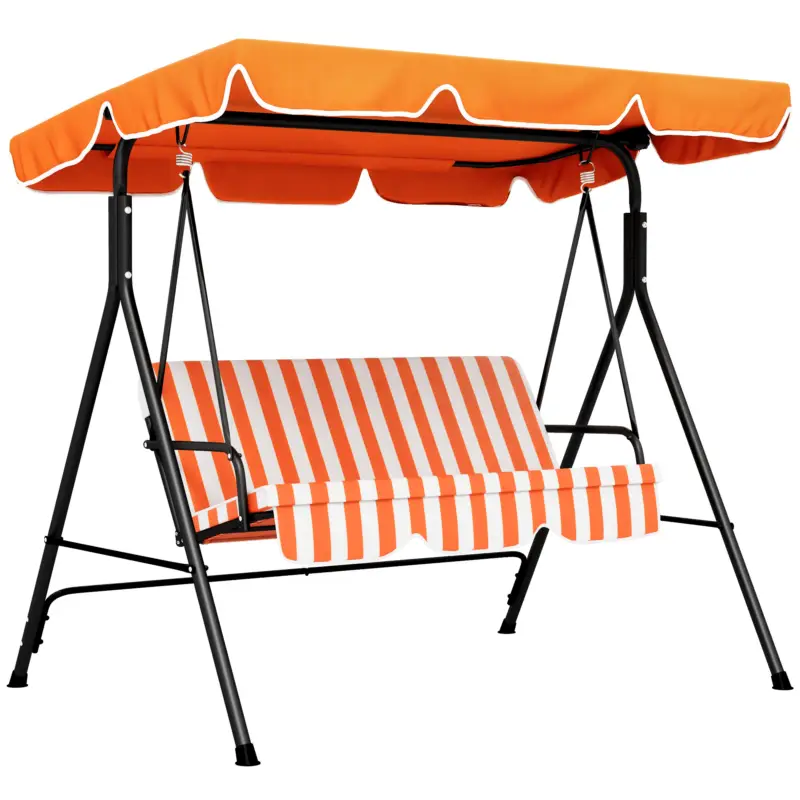 Outsunny Balansoar de Grădină Exterior Leagăn cu 3 locuri cu Copertină Reglabilă și Cadru din Oțel 172x110x153 cm Portocaliu Preț mic