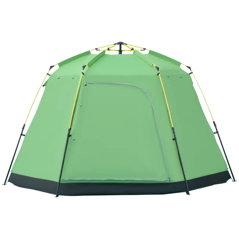 Outsunny Cort de Camping pentru 6 Persoane Cort de Familie Cort de Cupolă Piele ecologică 2000mm instalare ușoară pentru tabere trekking festival oțel fibre de sticlă verde 320 x 320 x 180 cm Premium