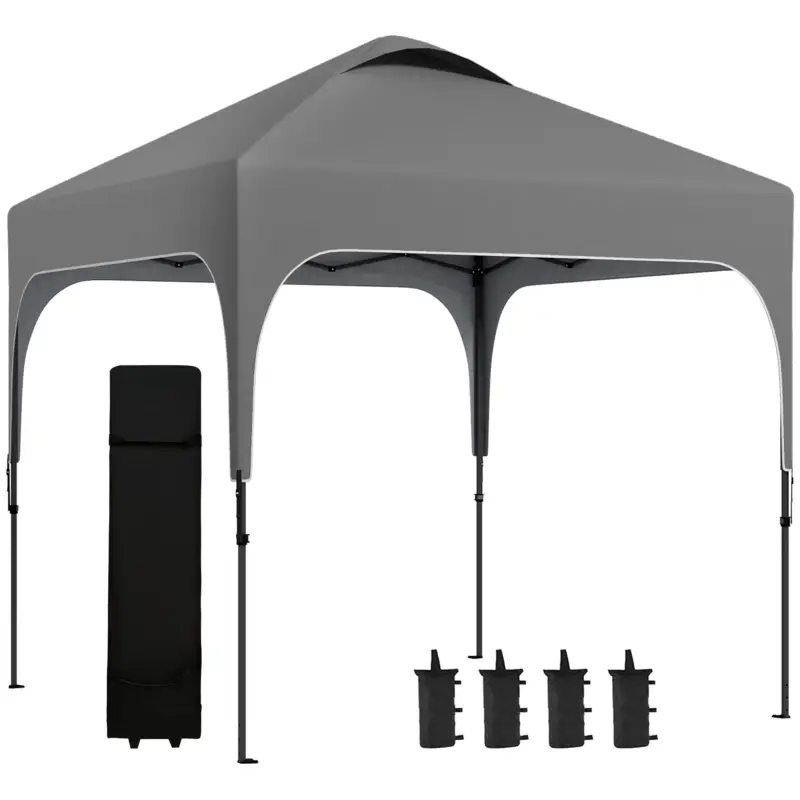 Reducere specială Outsunny Pavilion de grădină Pop-up pliant 2,5 x 2,5 m înălțime reglabilă țesătură Oxford anti UV50+ cadru din oțel sac de transport