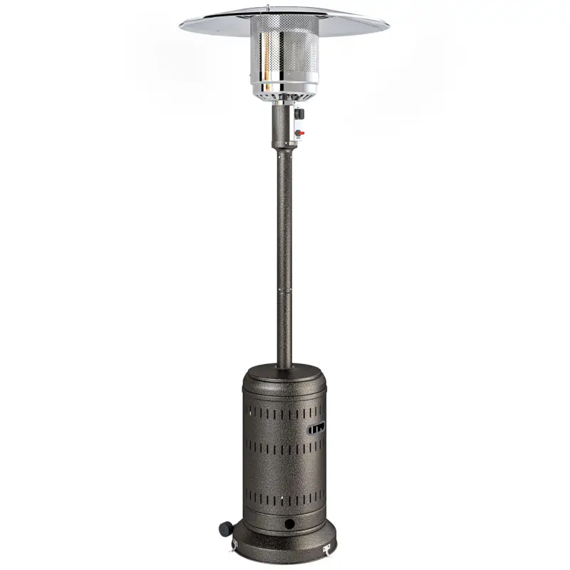 Cumpărături sigure Outsunny Încălzitor de Exterior de 11 KW Reglabil, cu Roți 82 x 82 x 223 cm, Maro Închis