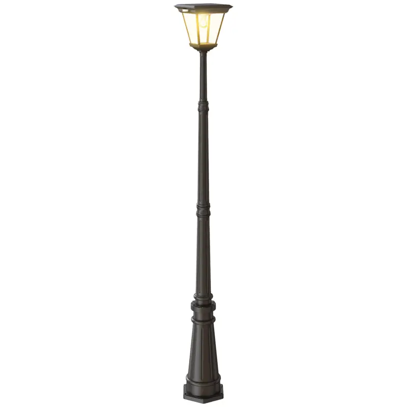Reducere specială Outsunny Lampadar de Exterior cu Energie Solară cu Senzor PIR Negru