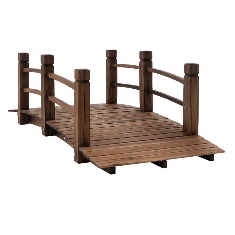Cel mai vândut Outsunny Pod de Grădină - Pod de Iaz - pasarelă din Lemn - Decor Grădină dim. 152,5L x 67l x 48H cm - Lemn de Brad tratat prin carbonizare