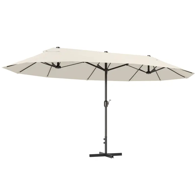 Outsunny Umbrelă de grădină XXL cu picior în cruce umbrelă mărime mare 4,6L x 2,7l x 2,4H cm oțel poliester crem Cumpărături sigure