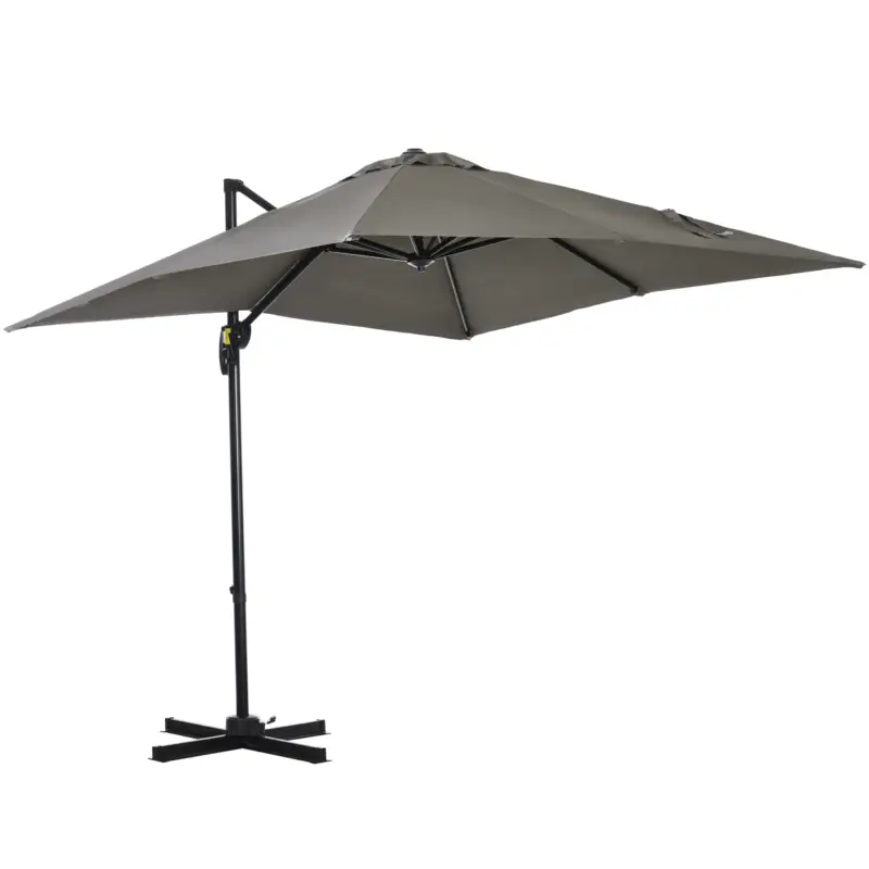 Outsunny Umbrelă de grădină cu manivelă 2,5x2,5 m, cu rotație 360° și parasolar reglabil, gri deschis Ofertă exclusivă