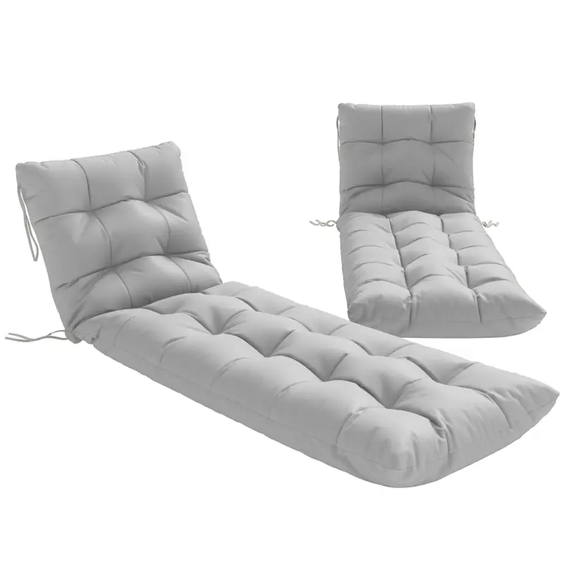 Cumpără acum Outsunny Set de 2 perne pentru șezlong 180x55 cm Perne pentru scaune de grădină groase UPF30+ cu 4 benzi Gri Deschis