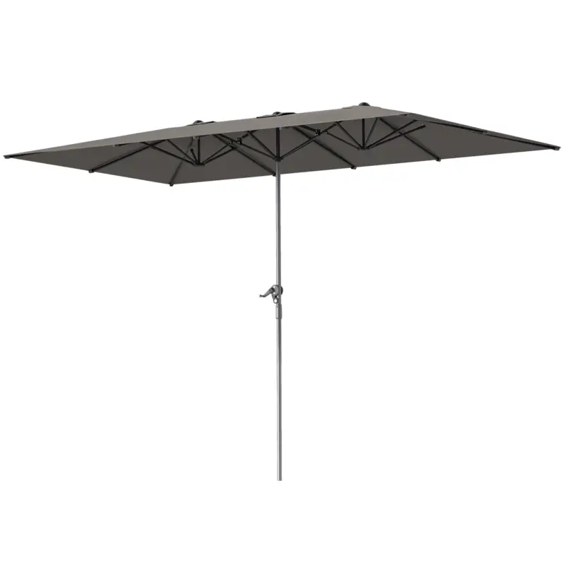 Outsunny Umbrelă Dublă de Grădină 4.5x2.6 m, Deschidere cu Manivelă și 12 Spițe, Gri Livrare rapidă