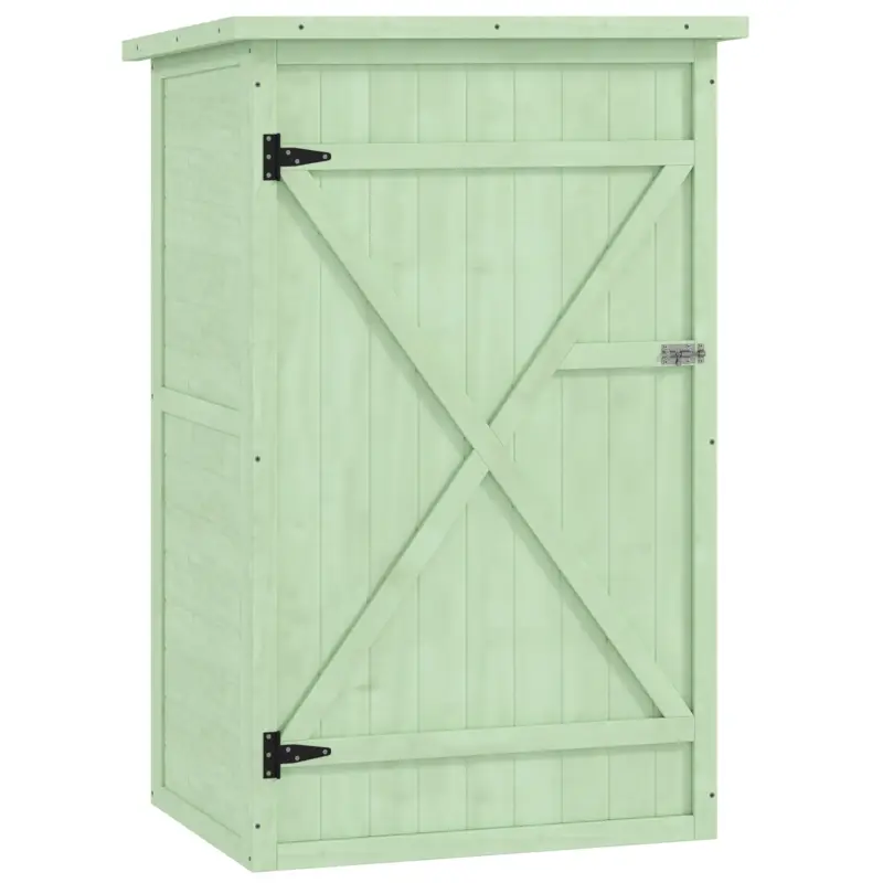 Doar azi Outsunny Dulap grădină din lemn magazie pentru unelte cu raft ușă încuiabilă placă de bază acoperiș în pantă din asfalt 75 x 56 x 115 cm