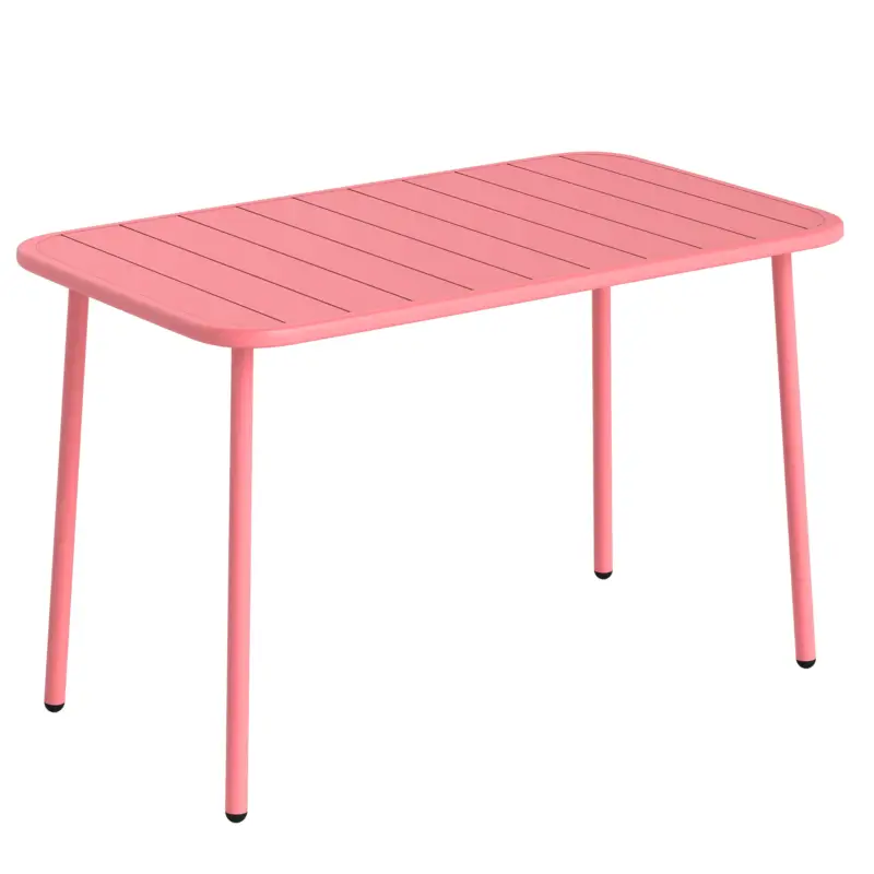 Outsunny Masă de Luat Masa pentru Exterior 120 x 70 cm pentru 4 Persoane, Masă de Grădină dreptunghiulară cu blat cu lamele și margini rotunjite, Roșu Ultima șansă