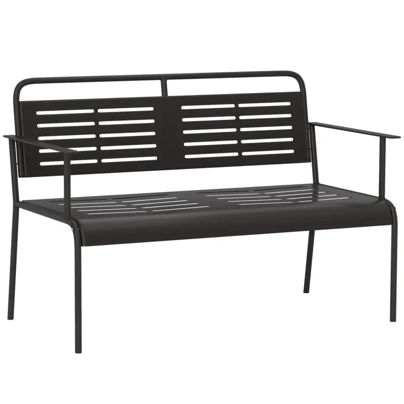 Outsunny -locuri bancă de grădină, rezistentă la intemperii bancă, rezistentă la apă mobilier de grădină cu spătar & Armlehnen 121 x 64 x 84cm, Negru Cumpărături sigure