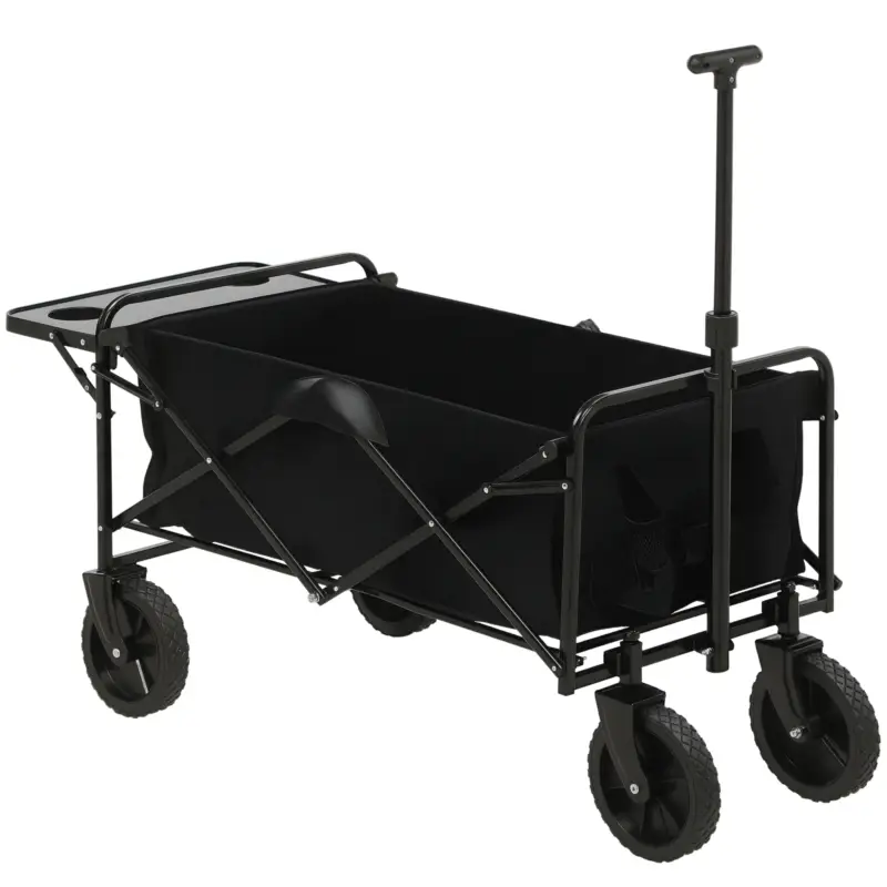 Cumpără acum Outsunny Cărucior de Grădină Pliabil 4 Roți material textil detasabil mânecă telescopică Inclinație reglabilă Tavă Rabatabilă negru