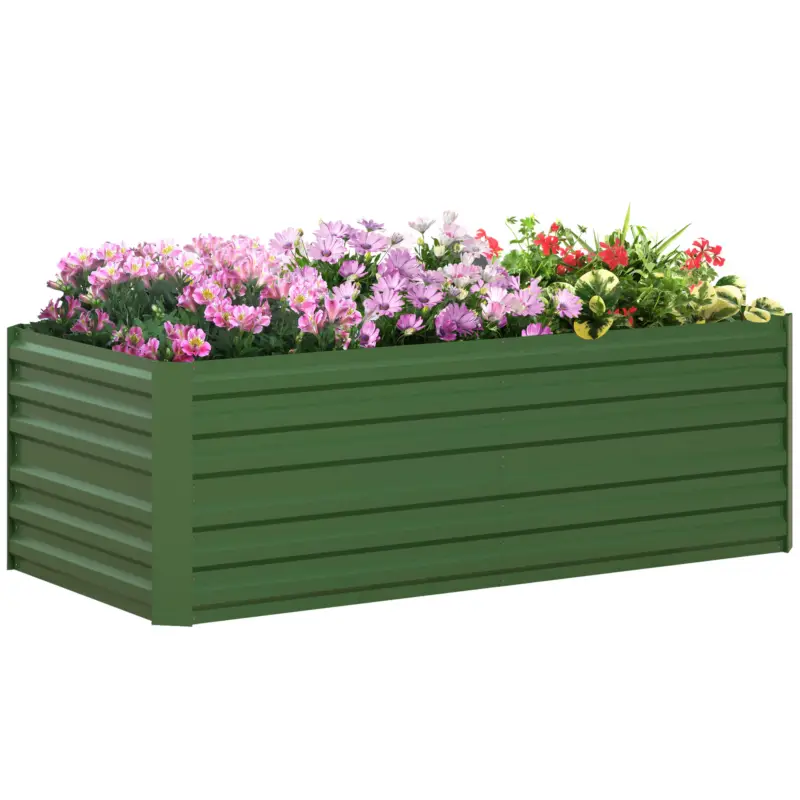 Preț redus Outsunny Grădină elevate patrulater legume pat jardiniere cu tuburi de armare din oțel galvanizat 180 x 90 x 59 cm