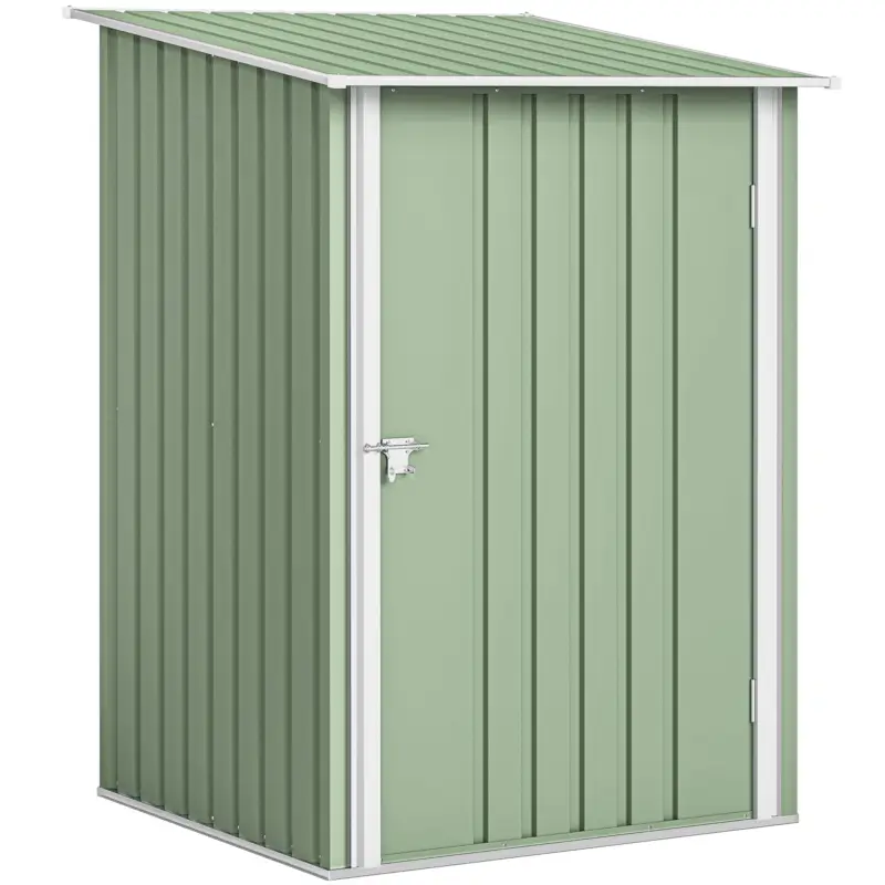 Cumpără acum Outsunny Magazie de Grădină 0,92m² din Oțel Galvanizat, Depozit pentru Unelte cu Ușă Blocabilă, Acoperiș Înclinat, 100x104x160 cm, Verde Deschis
