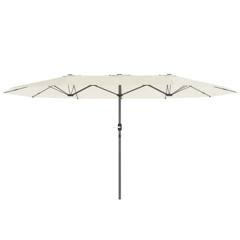Outsunny Umbrelă dublă 436 x 260 cm, Protecție UV, Umbrelă de oțel cu manivelă, Ovală Bej Ofertă limitată