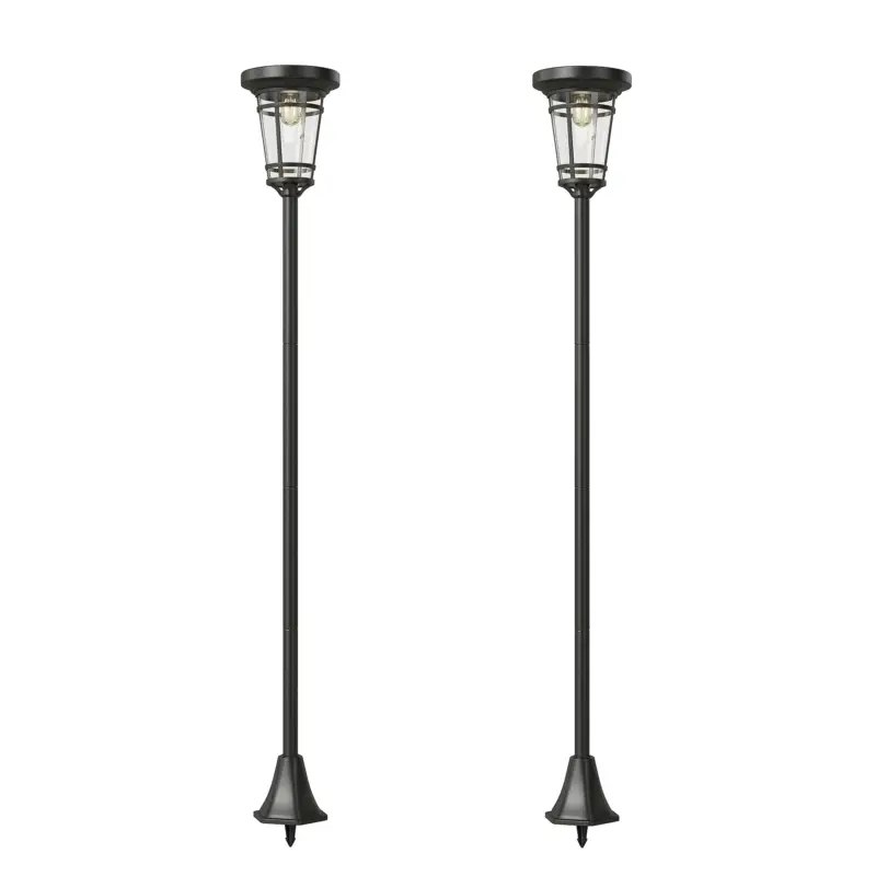 Outsunny Felinar solar set 2 buc. Lampă de podea reglabilă 180 cm cu 2 moduri de luminozitate, senzor de lumină, comutator, IP44 Lichidare de stoc