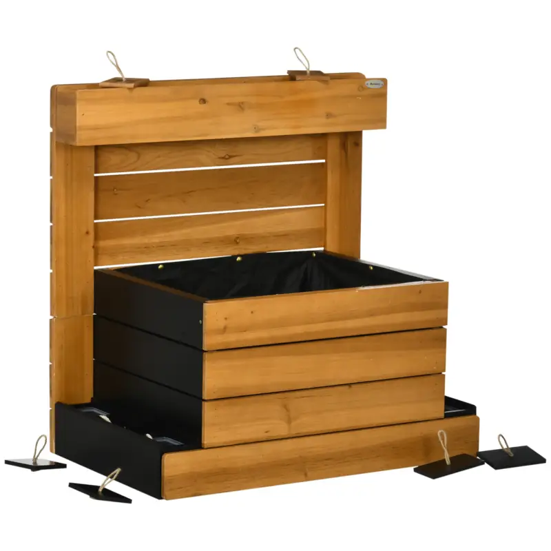 Doar azi Outsunny Pat ridicat cu 4 cutii de plantare, sistem de auto-udare, căptușeală din material nețesut, rezistent la intemperii, 79,5 cm x 49,5 cm x 80 cm