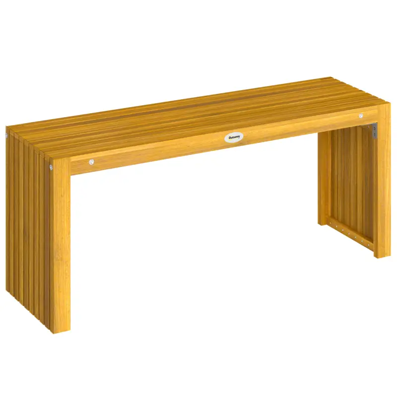 Calitate înaltă Outsunny Bancă de grădină din lemn 2 locuri 110 cm cu șezut cu lamele Capacitate 240 kg pentru patio, pridvor, parc, natural