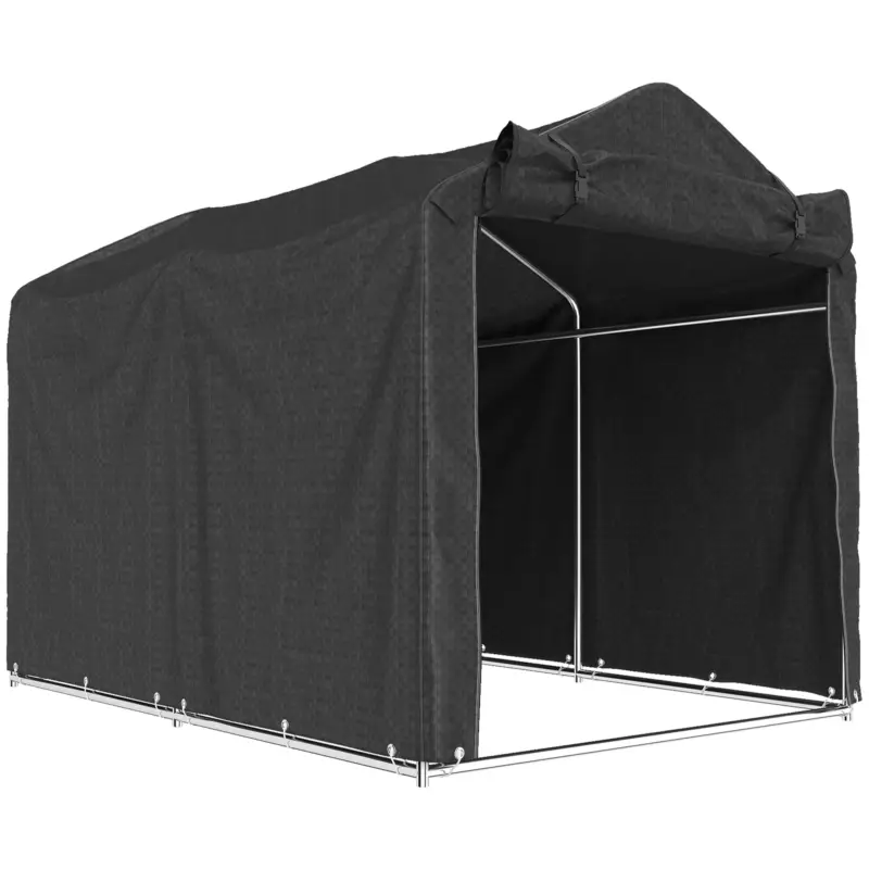 Outsunny Cort garaj, cort garaj impermeabil cu ușă, rezistent la UV 220 x 157 x 165 cm Negru Reducere specială