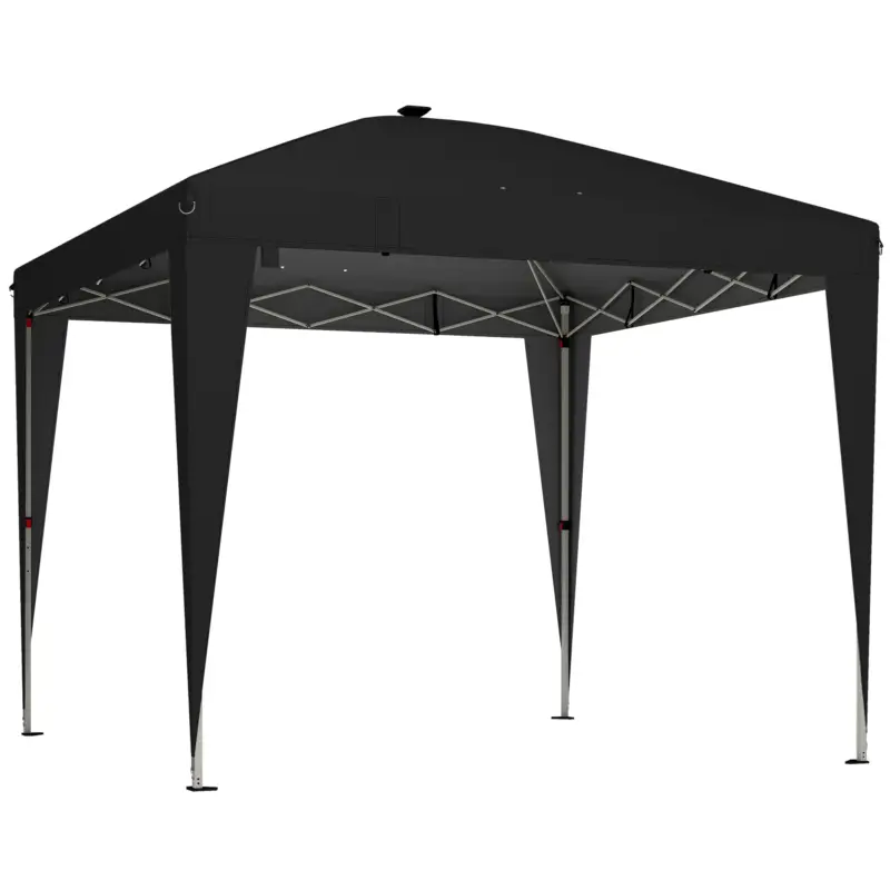 Cumpără online Outsunny Gazebo 3x3 m Pliabil Pop Up cu Înălțime Reglabilă, UV50+, Gazebo de Grădină cu Lumină Centrală și USB, Telecomandă, Geantă de Transport, pentru Exterior, Camping, Petreceri, Negru