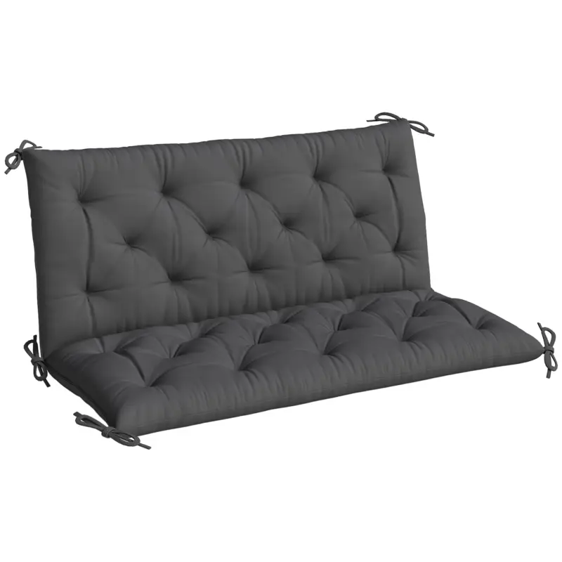Plată securizată Outsunny Pernă pentru Bancă de Grădină sau pentru Balansoar de Grădină 120x110x12 cm de 2 Locuri cu 6 Șnururi de Fixare Negru