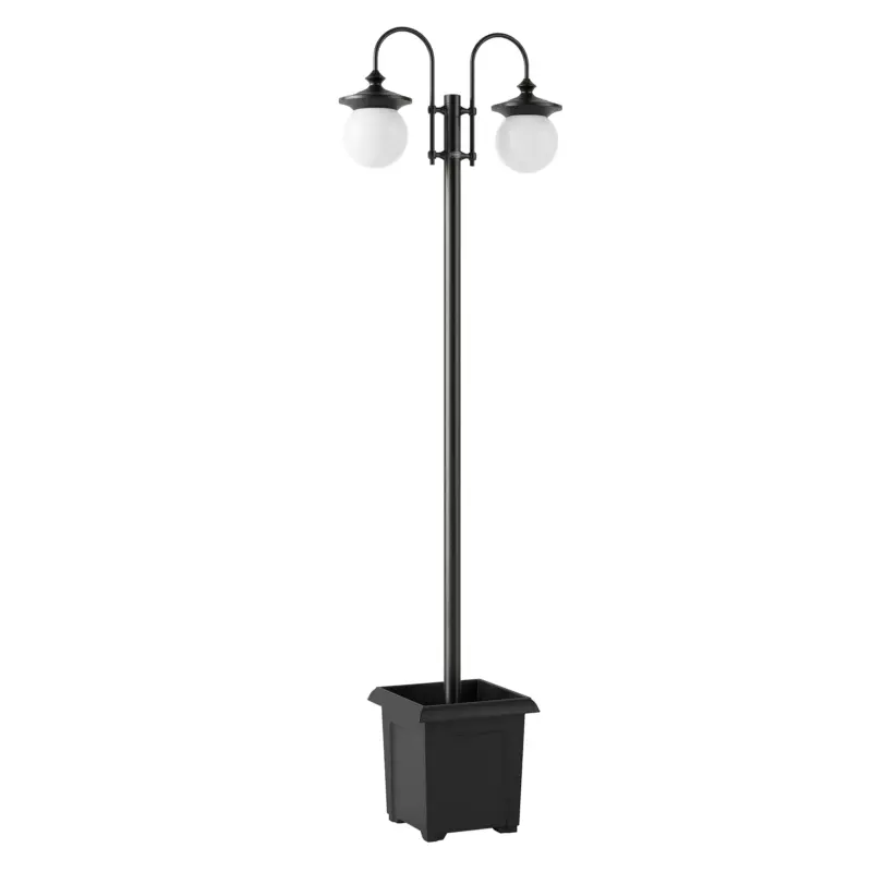 Outsunny Felinar Solar Exterior pentru Grădină cu Ghiveci 2 Capete Impermeabil IP44 Pornire/Oprire Automată Înălțime Reglabilă Livrare gratuită