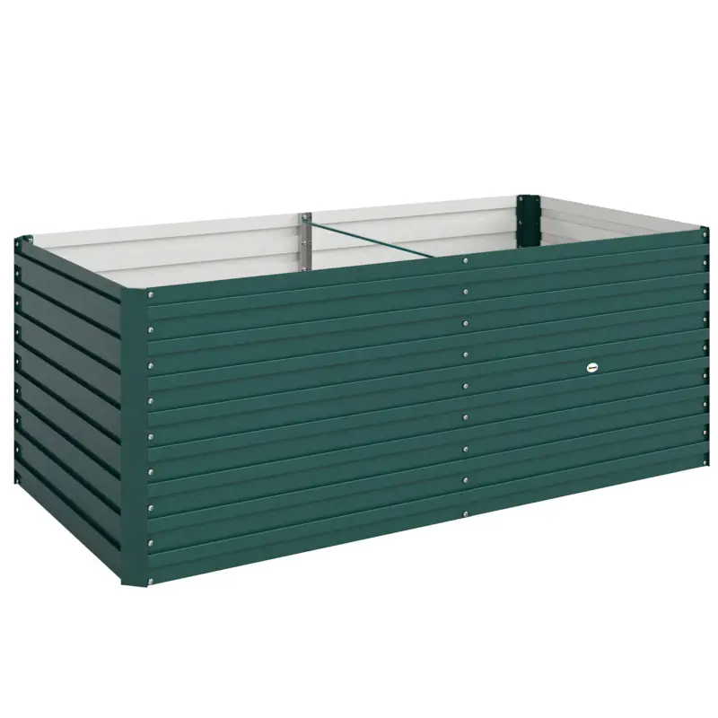 Outsunny Jardinieră ridicată galvanizată dreptunghiulară pentru exterior - fund deschis - 160 x 80 x 60 cm, verde Retur gratuit