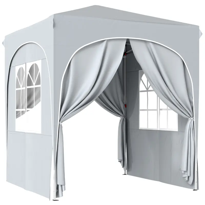 Outsunny Pavilion pliabil 2x2 m, reglabil, cu 4 pereți laterali, din metal și țesătură Oxford gri deschis Bestseller