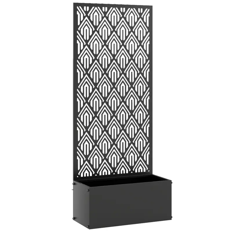 Outsunny Jardinieră cu spalier, ghiveci cu paravan, pentru plante cățărătoare, metal, 45 x 21,5 x 110 cm, negru Bestseller
