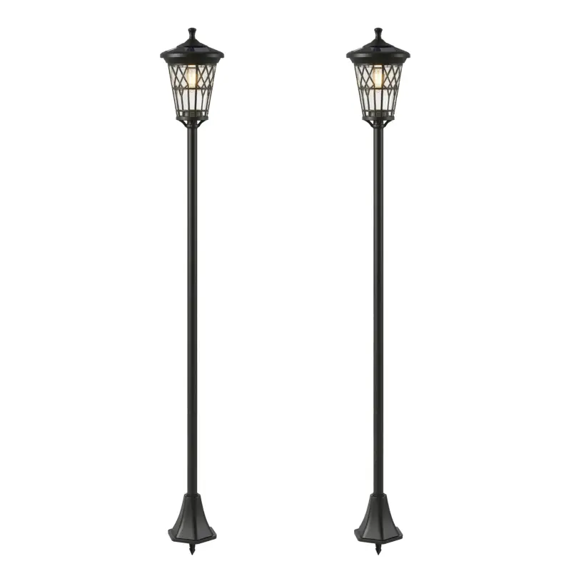 Livrare expres Outsunny Set de 2 Felinare Solare de Grădină 1.86 m, Lămpi de Exterior din Oțel Inoxidabil cu Înălțime Reglabilă, 2 Moduri de Lumină, IP44 Impermeabil pentru Terasă Curte Alei