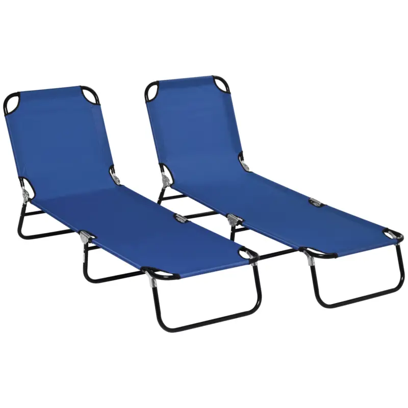 Outsunny Set de 2 șezlonguri pliante pentru grădină cu spătar reglabil în 5 poziții până la 120kg Ofertă