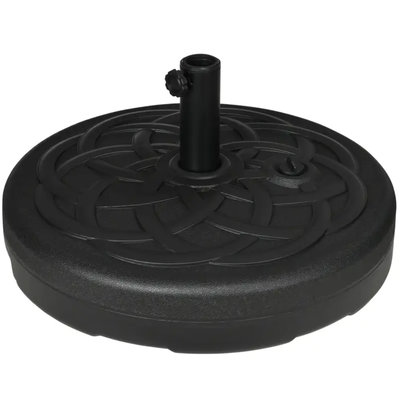 Outsunny Bază pentru Umbrelă de Soare Rotundă din Plastic, Umplibilă cu Apă și Nisip pentru Stâlpi de 38-48 mm, Ø56 cm, Negru Expediere rapidă