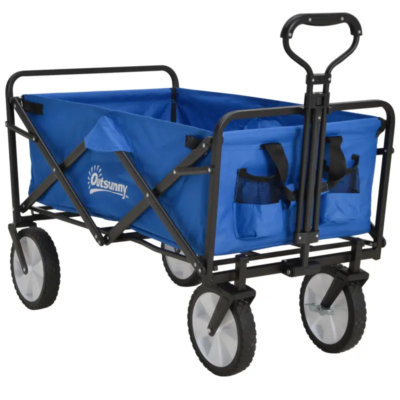 Bestseller Outsunny cărucior pliant cu frâne, mâner reglabil, capacitate 68 kg, cărucior pentru plajă, grădină și cumpărături