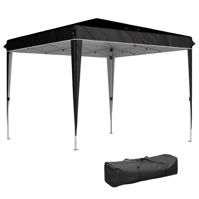 Cumpără acum Outsunny Pavilion Pliabil cu Înălțime Reglabilă și Geantă de Transport, 300x300x273 cm, Negru